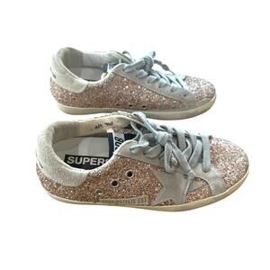 AUTHENTIC Golden Goose GGDB Super-Star Private EDT Pink Glitter Sneakers EU 35